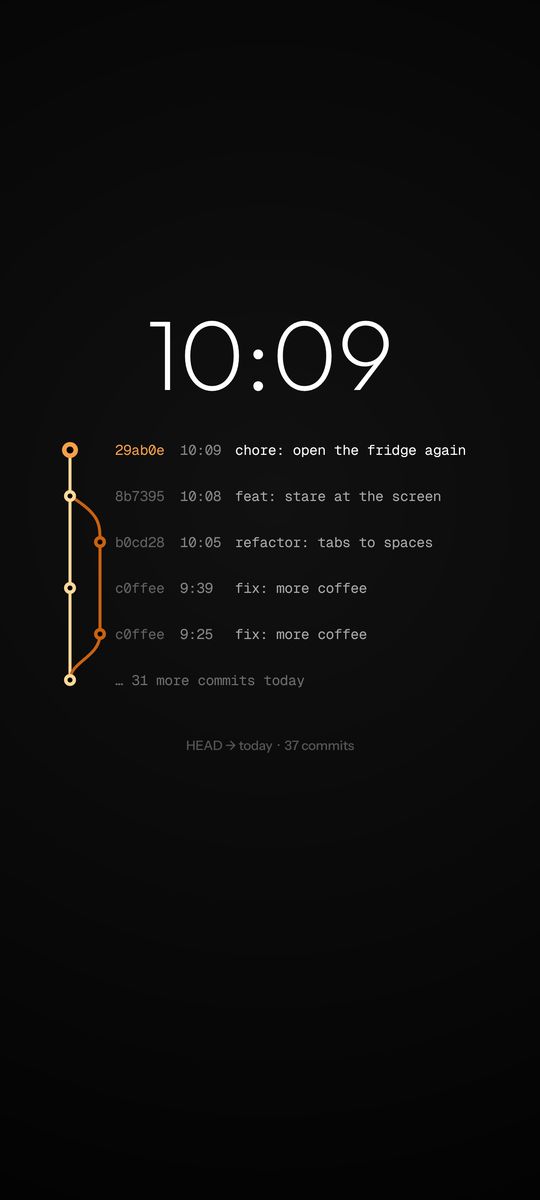 Commit, a git commit clock live wallpaper on an Android lock screen