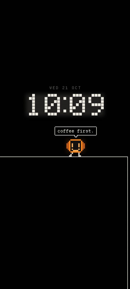 Edge case, a pixel mascot clock live wallpaper on an Android lock screen