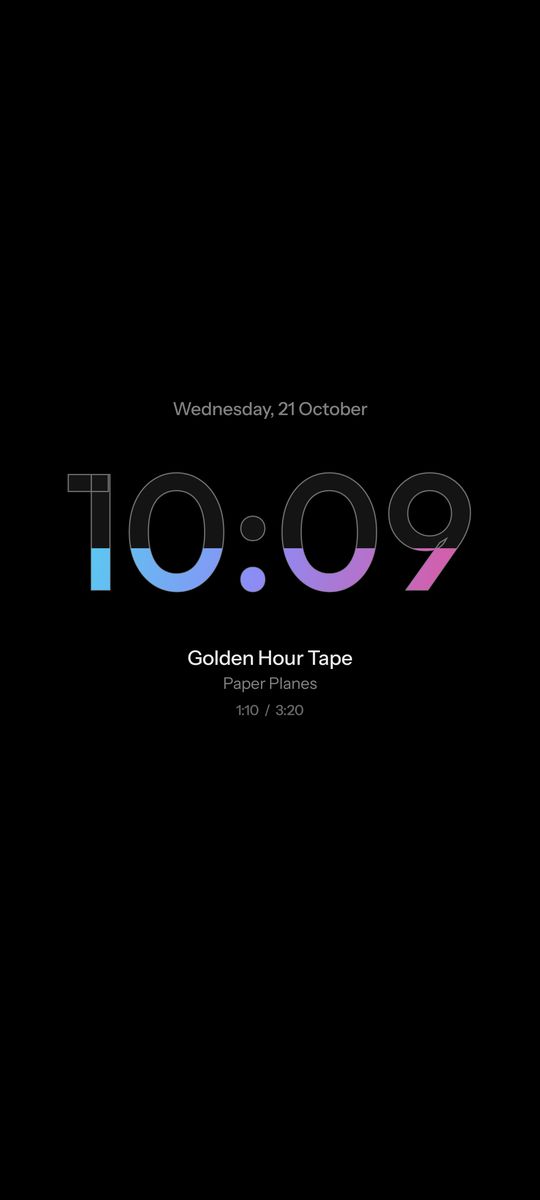 Fill, a progress bar clock live wallpaper on an Android lock screen