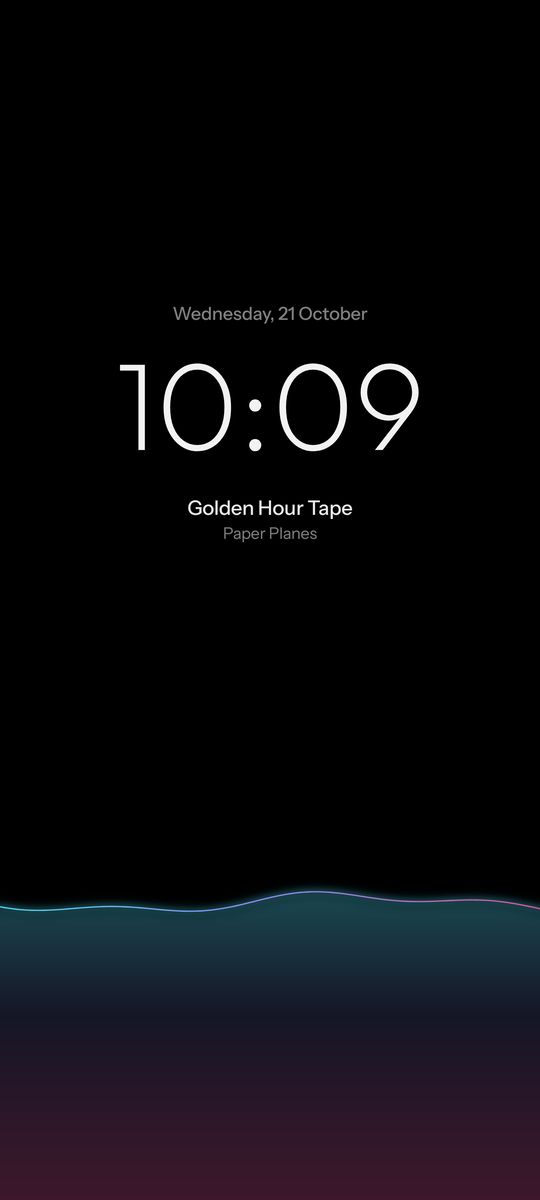 Haze, a ambient music clock live wallpaper on an Android lock screen