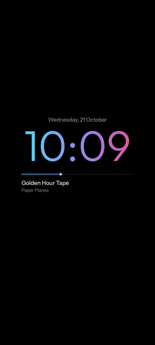 Horizon, a minimal clock with music player live wallpaper on an Android lock screen