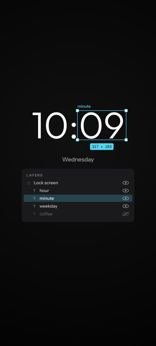 Layers, a design layers clock live wallpaper on an Android lock screen