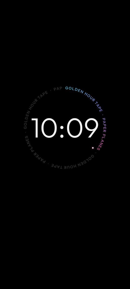 Loop, a circular text clock live wallpaper on an Android lock screen