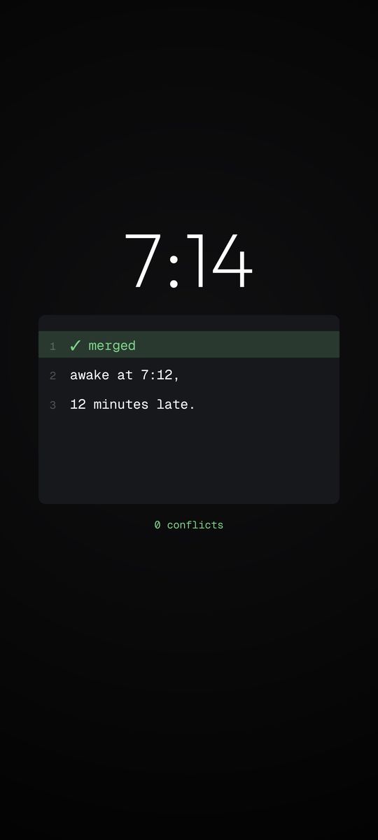Merge conflict, a merge conflict clock live wallpaper on an Android lock screen