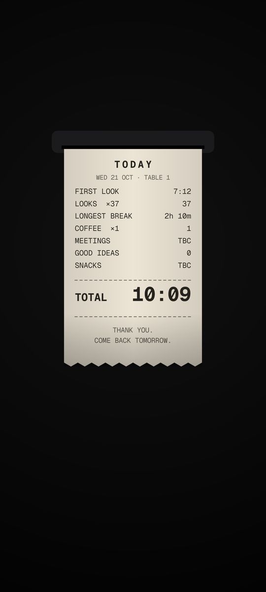Receipt, a receipt clock live wallpaper on an Android lock screen