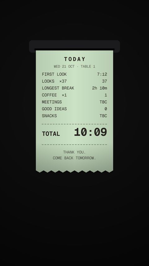 Receipt in the Moss look