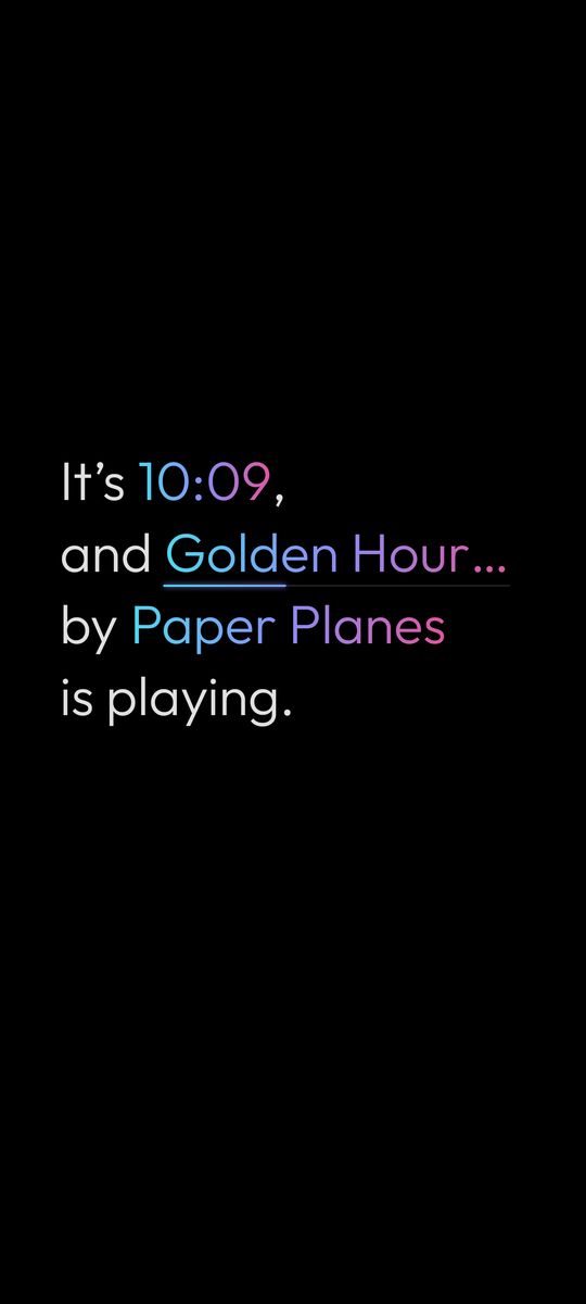Sentence, a text clock live wallpaper on an Android lock screen