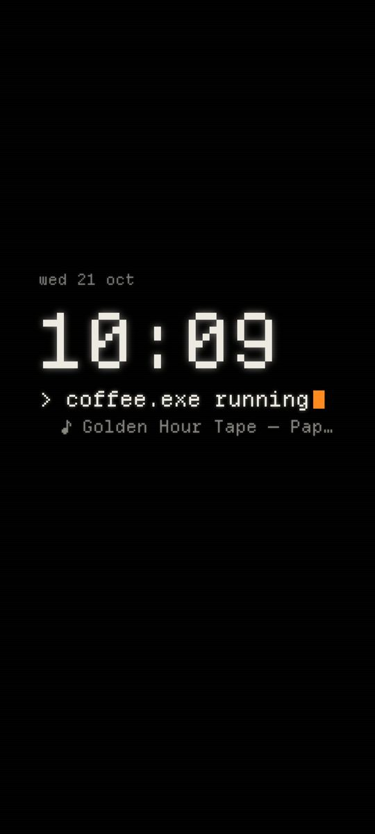 Status, a terminal status clock live wallpaper on an Android lock screen