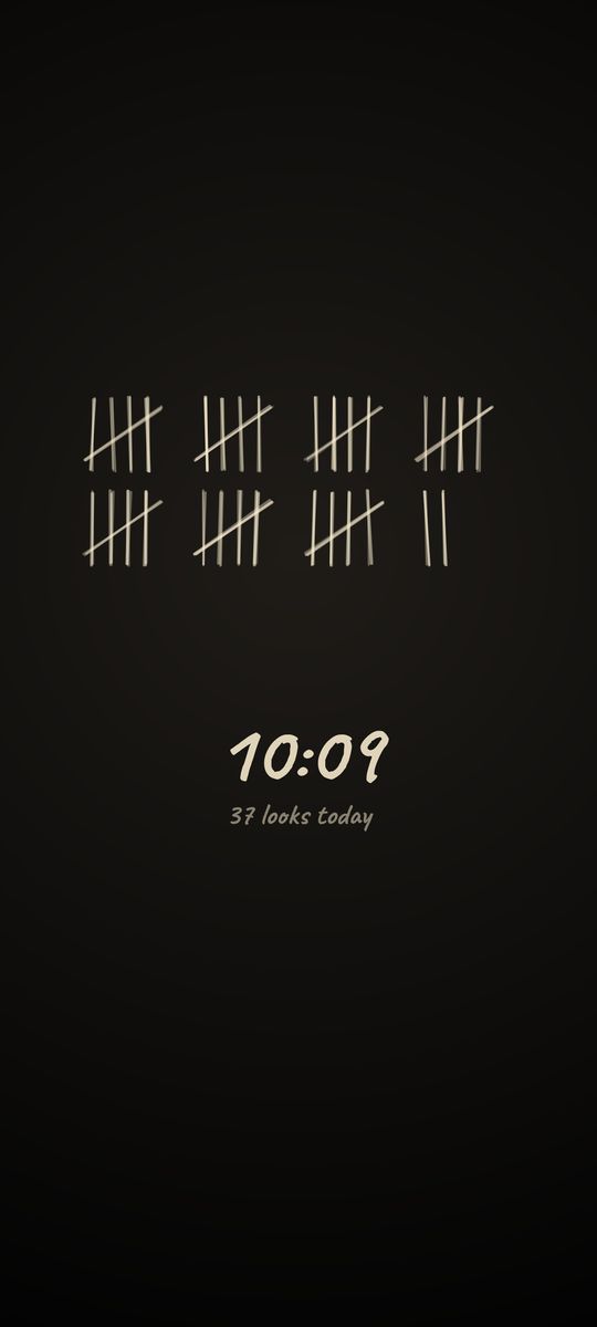 Tally, a tally mark clock live wallpaper on an Android lock screen